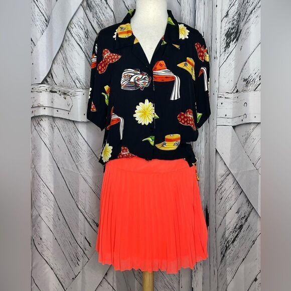 Express Neon Pleated Lined Skirt 6 - Picture 2 of 7